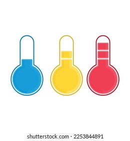 Conjunto de iconos del termómetro. Termómetros que miden el calor y el frío.