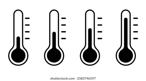 thermometer icon set. Weather Sign. Three vector thermometer showing the temperature. Warm cold Symbol - stock vector
