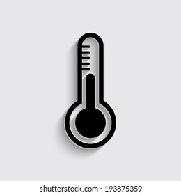Thermometer icon with shadow on a grey background