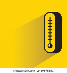 icono de termómetro con sombra sobre fondo amarillo