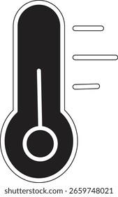 Icono del termómetro que muestra la temperatura creciente, el Clima y la indicación del calor del clima para los App o las infografías con fondo transparente