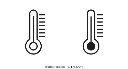 Diseños de Vector de silueta de icono de termómetro. Trazos editables