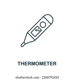 Thermometer-Symbol. Einfaches Element aus der Sammlung medizinischer Dienstleistungen. Gefülltes monochrome Thermometer-Symbol für Vorlagen, Infografiken und Banner