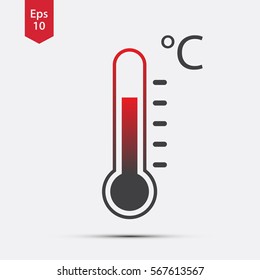 Thermometer Icon. Simple Sign Of Temperature. Flat Symbol. Vector Illustration