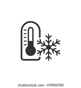 Thermometer icon in single color. Medical nature science temperature measure cold freezing december