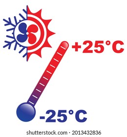 Thermometer-Symbol mit kalter und heißer Temperatur