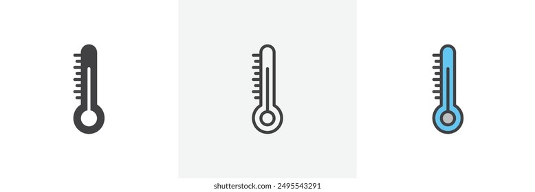 Thermometer icon symbol collection on white background.