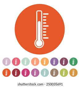The thermometer icon. Thermometer symbol. Flat Vector illustration. Button Set