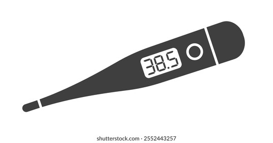Thermometer icon symbol shape.  Medical digital thermometer for fever measurement diagnostic logo sign. Vector illustration image. Isolated on white background.