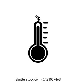 thermometer icon; thermometer symbol; temperature icon; black and white thermometer icon