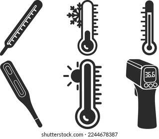 Thermometer-Symbol, Temperaturprüfsymbol, schwarzer Vektorgrafik