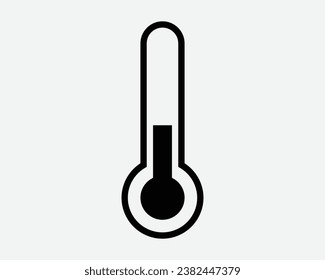 Thermometer Icon Temperature Measure Measurement Test Hot Cold Scale Measuring Tool Medical Black White Shape Line Outline Sign Symbol EPS Vector