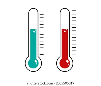 Thermometer icon. Temperature scale. Faringate, Celsius. Heat and cold indicator. Weather tool. Vector.