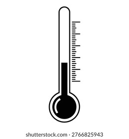 Thermometer icon with temperature scale and round bulb weather and temperature measurement symbol