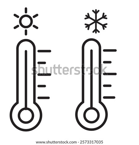 Thermometer icon. Temperature, thermometer icon set. Weather, thermometer outline symbol collection. Vector
