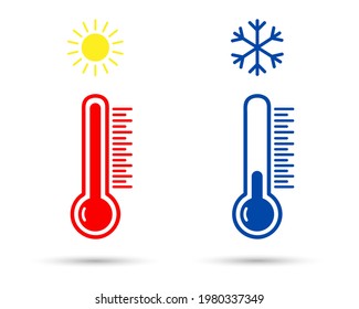 Thermometer icon or temperature symbol or emblem, vector and illustration.