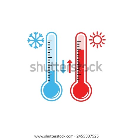Thermometer icon or temperature symbol. Hot and cold weather