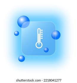 Icono del termómetro. Temperatura, caliente, frío, agradable, grado. El concepto de termómetro. Estilo de glasmorfismo. Icono de línea de vector para negocios.