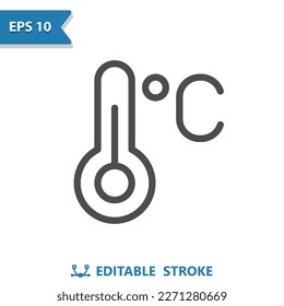 Thermometer Icon. Temperature, Weather, Celsius, Degrees. Professional, pixel perfect icon, EPS 10 format.