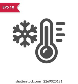 Thermometer Icon. Temperature, Weather, Cold, Winter, Snowflake. Professional, pixel perfect icon, EPS 10 format.