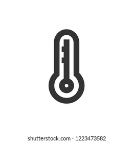 Thermometer icon in thick outline style. Black and white monochrome vector illustration.