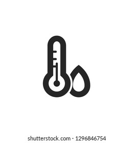 Thermometer icon in thick outline style. Black and white monochrome vector illustration.