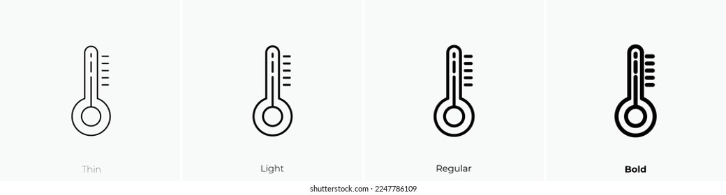 thermometer icon. Thin, Light Regular And Bold style design isolated on white background