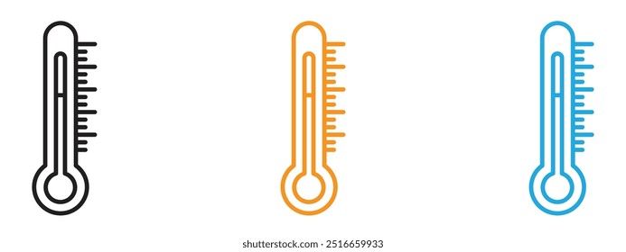 Conjunto de ilustración de línea delgada de icono de termómetro
