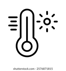 Thermometer icon. Tools for measuring temperature. Climate control, weather change. Vector illustration. Customizable thin line illustration. Editable stroke	