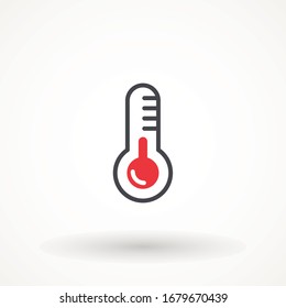 icono del termómetro en diseño plano moderno Signo de temperatura simple. Medición del elemento indicador del tiempo. Ilustración del diseño del control del climatizador de meteorología.
