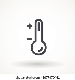 thermometer icon in trendy flat design Simple Sign Of Temperature. Measuring weather indicator element. Meteorology climate control design illustration.