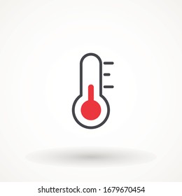 icono del termómetro en diseño plano moderno Signo de temperatura simple. Medición del elemento indicador del tiempo. Ilustración del diseño del control del climatizador de meteorología.