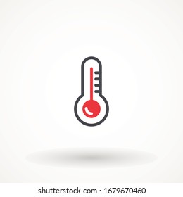 thermometer icon in trendy flat design Simple Sign Of Temperature. Measuring weather indicator element. Meteorology climate control design illustration.