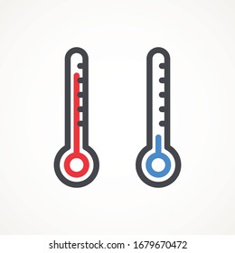 thermometer icon in trendy flat design Simple Sign Of Temperature. Measuring weather indicator element. Meteorology climate control design illustration.