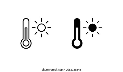 thermometer icon in trendy flat design Editable stroke Simple Sign Of Temperature. Measuring weather indicator element. Meteorology climate control