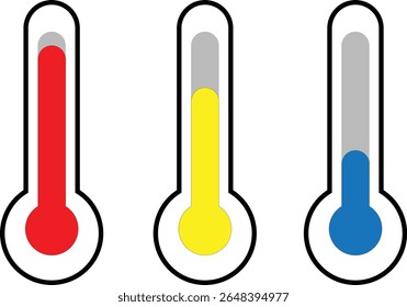  Thermometer Icon Trio – High, Medium and Low Temperature Levels
