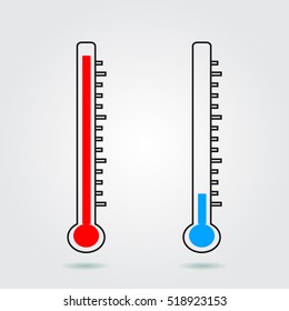 Thermometer icon. Vector. Celsius and Fahrenheit. measuring hot and cold temperature