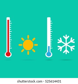 Thermometer icon. Vector. Celsius and Fahrenheit.