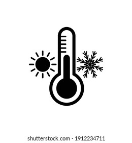 Vector de icono del termómetro. Icono del tiempo frío. clima caluroso.  Signo de temperatura 