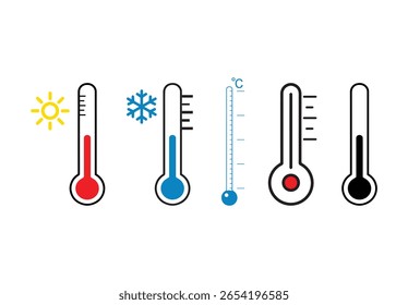 Ilustración de diseño de Vector de icono de termómetro.