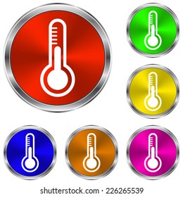 Thermometer  icon - vector glossy colourful buttons