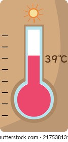 Icono del termómetro 39°c. Ilustración del vector 