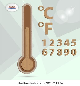 Thermometer icon, vector illustration. cardboard design style