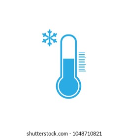 Thermometer icon, vector illustration. Cold weather. Flat design.