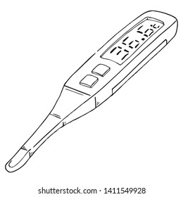 Thermometer icon. Vector illustration of electronic thermometer. Hand drawn medical equipment electronic thermometer.