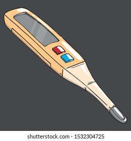Thermometer icon. Vector illustration of electronic thermometer.  Hand drawn medical thermometer.