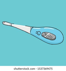 Thermometer icon. Vector illustration of electronic thermometer.  Hand drawn medical thermometer.