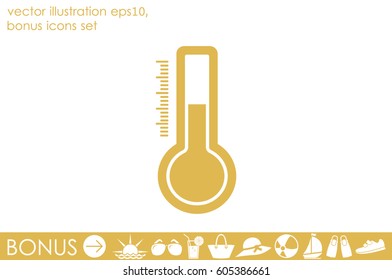 Thermometer icon vector illustration eps10. Isolated badge for website or app - stock infographics