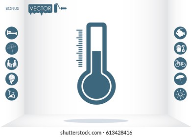 Thermometer icon vector illustration eps10. Isolated badge for website or app - stock infographics
