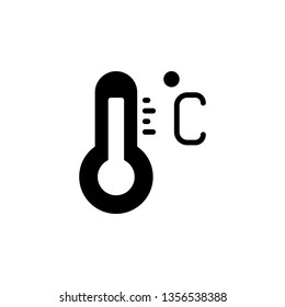 Thermometer Icon Vector Illustration in Glyph Style for Any Purpose